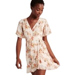 Garden Party Wrap Mini Dress Coquette Feminine Cottagecore Short Sleeve Sz M